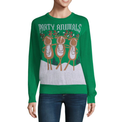 City StreetsJuniors Ugly Christmas Sweater Womens Crew Neck Long