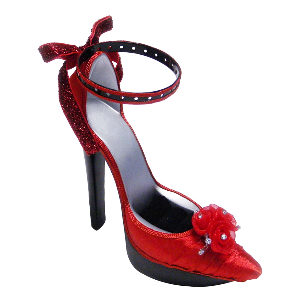 Red Satin Stiletto Shoe Ring & Earring Holder