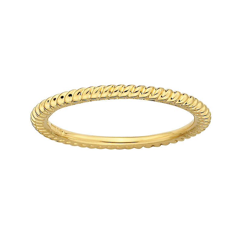 Personally Stackable 18K Yellow Gold Over Sterling Silver 1.5Mm Twisted Ring, 7
