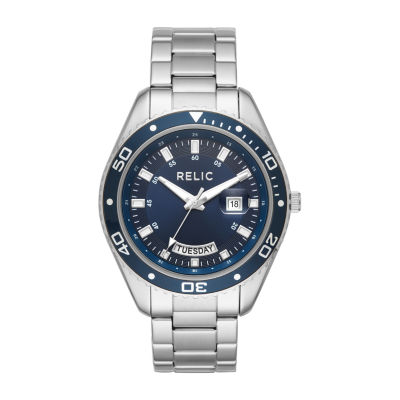 fossil black and silver watch