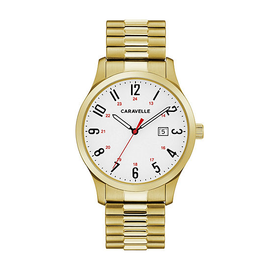 Caravelle Designed By Bulova Mens Gold Tone Stainless Steel Bracelet Watch 44b117