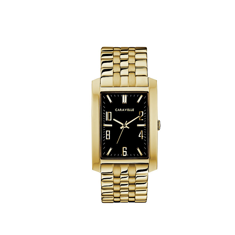 Caravelle Mens Gold Tone Bracelet Watch-44A110