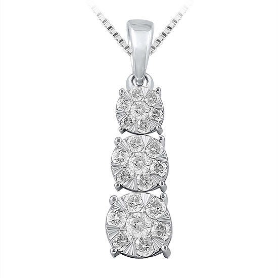 Diamond Blossom Womens 1/2 CT. T.W. Genuine White Diamond 10K Gold Pendant Necklace