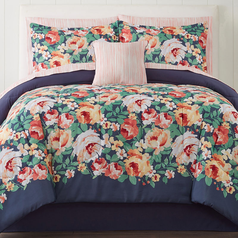 Home Expressions Primrose Floral Complete Bedding Set With Sheets, 6-Pc. Twin
