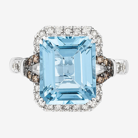 Le Vian Grand Sample Sale® Ring featuring 6 cts. Blue Topaz, 3/8 cts. Nude Diamonds™ , 1/6 cts. Chocolate Diamonds®  set in 14K Vanilla Gold®