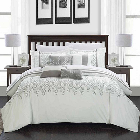 Chic Home Lauren 8-pc. Midweight Embroidered Comforter Set