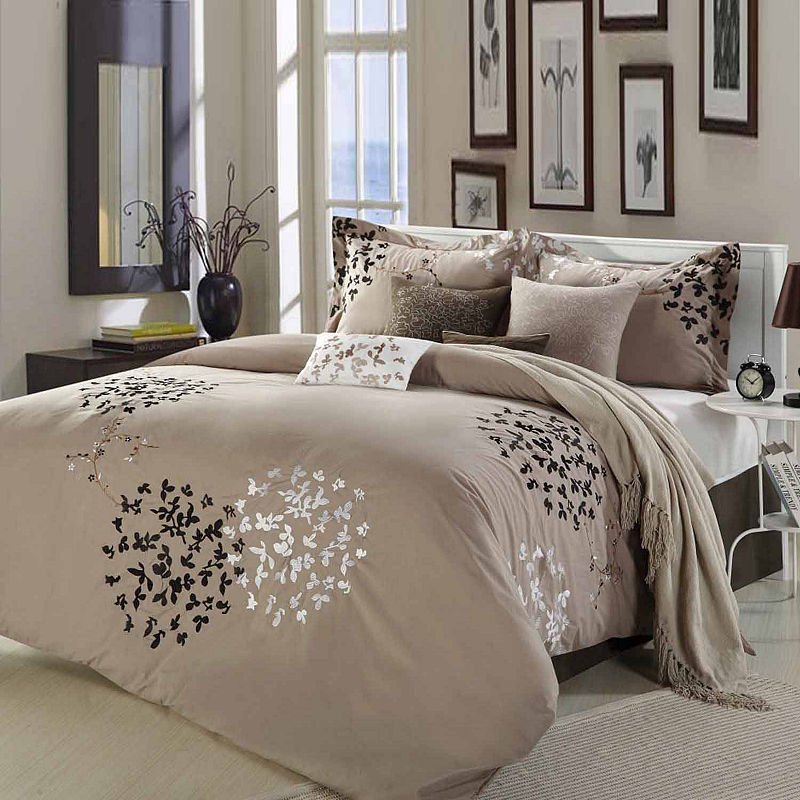 Chic Home 25CK102-US Cheila Embroidered Comforter Set - Brown - King - 8 Piece