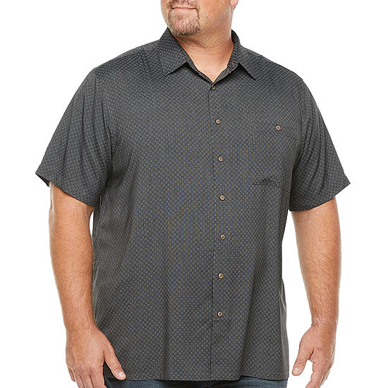 Campia Big and Tall Mens Regular Fit Short Sleeve Geometric Button-Down Shirt