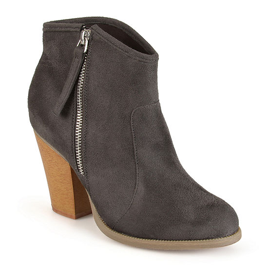 Journee Collection Womens Link Booties Stacked Heel Wide Width - JCPenney