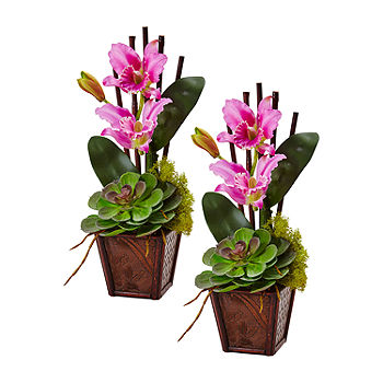 Nearly Natural Cattleya Orchid Silk Arrangement Purple