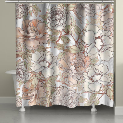 Laural Home Blushing Pale Peonies Shower Curtain Color Pink And
