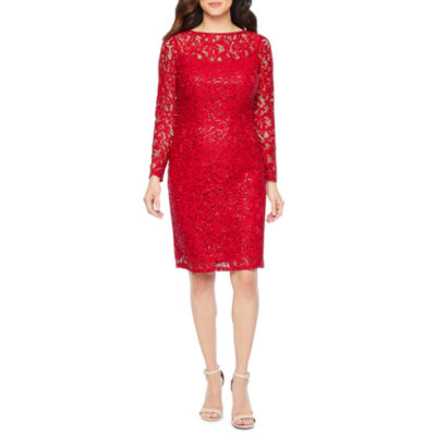 Blu Sage Long Sleeve Sequin Lace Sheath 