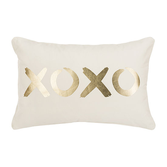 Safavieh Xoxo Gold Cream Rectangular Throw Pillow