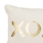 Safavieh Xoxo Gold Cream Rectangular Throw Pillow