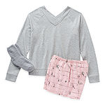 Ambrielle Womens Long Sleeve 3-pc. Shorts Pajama Set