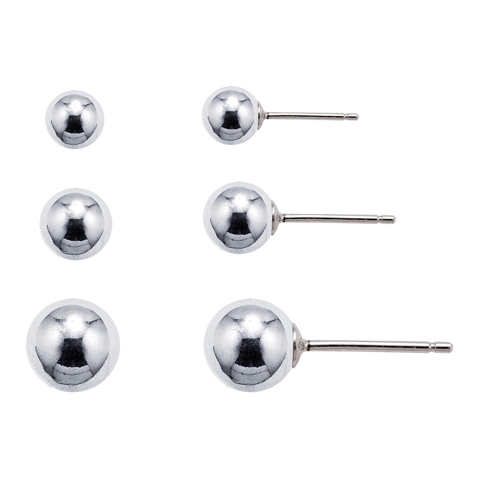 Bridge Jewelry Sterling Silver Ball Earrings Set