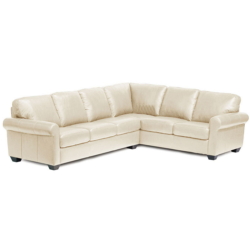 Leather Possibilities Roll-Arm 2-Pc. Right-Arm Corner Sectional, Beige