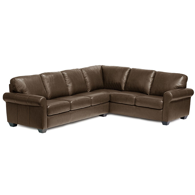 Leather Possibilities Roll-Arm 2-Pc. Right-Arm Corner Sectional, Brown