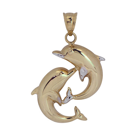 Dolphin Womens 14K Two Tone Gold Pendant