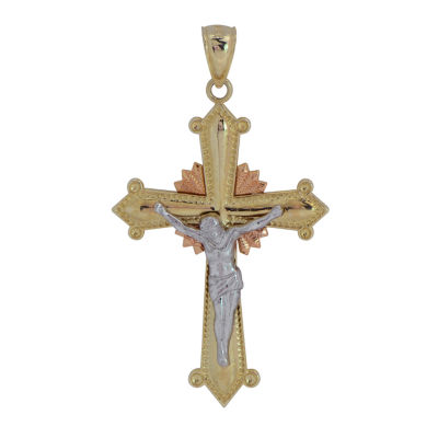 Womens 14K TriColor Gold Cross Pendant JCPenney