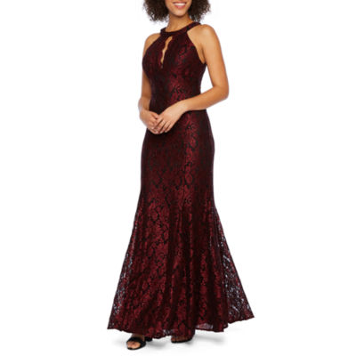 r&m richards long lace evening gown