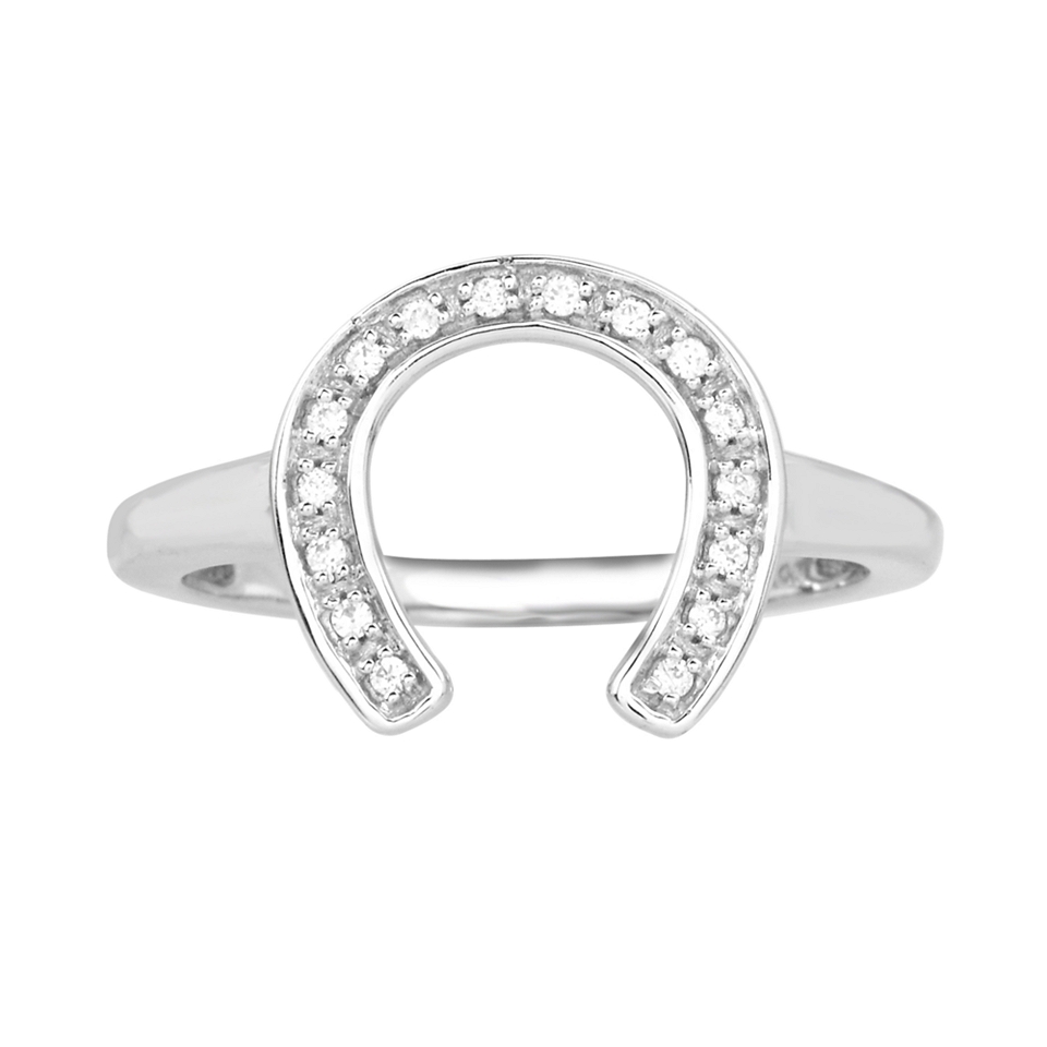 ASPCA Tender Voices 1/10 CT. T.W. Diamond Horseshoe Ring, White, Womens