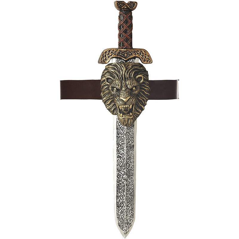 Buyseasons Roman Sword With Gold Lion Sheath, Gray