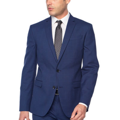 JF J.Ferrar Bright Blue Mens Plaid Stretch Slim Fit Suit Pants, Color ...