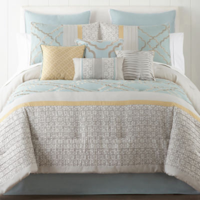 lola gray yellow 6 piece king duvet set 104 in.x 92 in