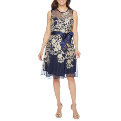 r & k originals sleeveless floral fit & flare dress