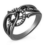Enchanted Disney Fine Jewelry Villains Womens 1/10 CT. T.W. Genuine White Diamond Sterling Silver Maleficent Sleeping Beauty Cocktail Ring