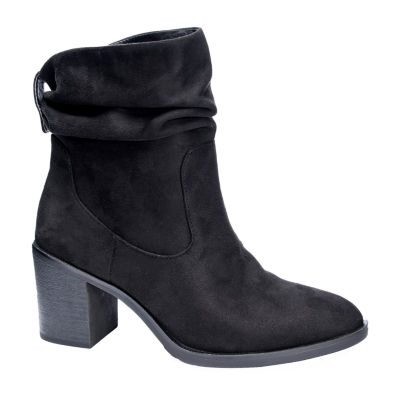 womens black block heel booties