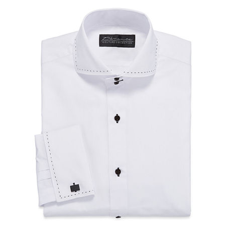 D'Amante Modern French Cuff Long Sleeve Dress Shirt, 17.5 34, White