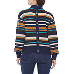St. John's Bay Womens Mock Neck Long Sleeve Striped Pullover Sweater