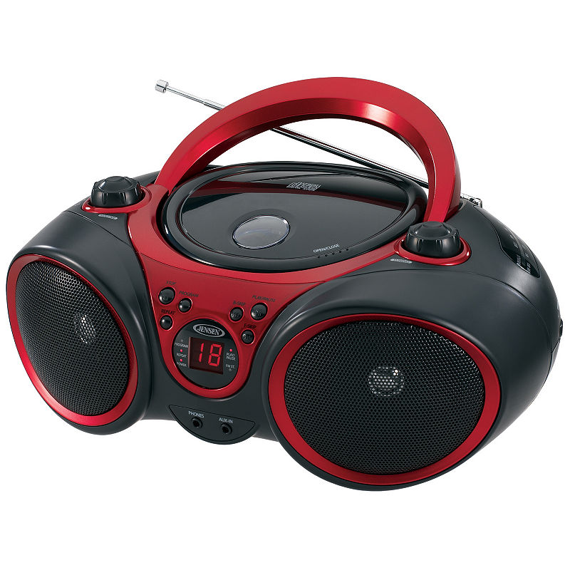 Jensen Cd-490 Portable Stereo Cd Player With Am/Fm Stereo Radio And Led Display, Red