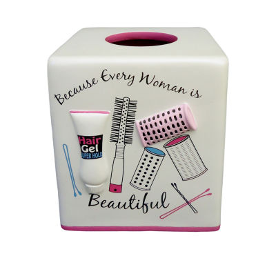 Hair Salon Tissue Box Cover Color White Pink Jcpenney