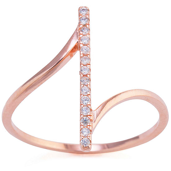 Silver Treasures Cubic Zirconia 14K Rose Gold Over Silver Cocktail Ring