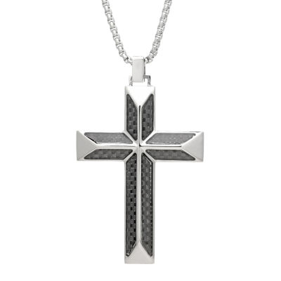 Mens Stainless Steel Cross Pendant Necklace - JCPenney