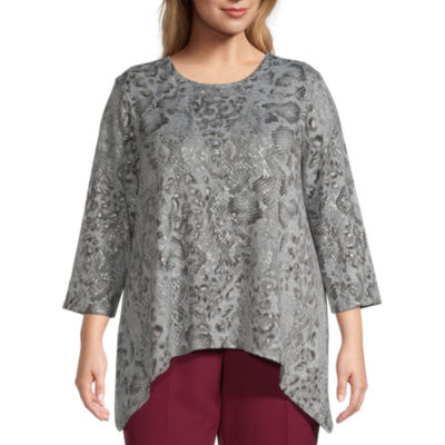 Download Alfred Dunner Plus-Womens Round Neck 3/4 Sleeve T-Shirt ...