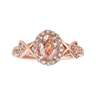 1/4 CT. T.W. Diamond and Genuine Morganite 10K Rose Gold Ring-JCPenney ...