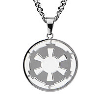 Star Wars Jewelry Men's Imperial Symbol Front with Etched Death Star at The Back Pendant Necklace 22 