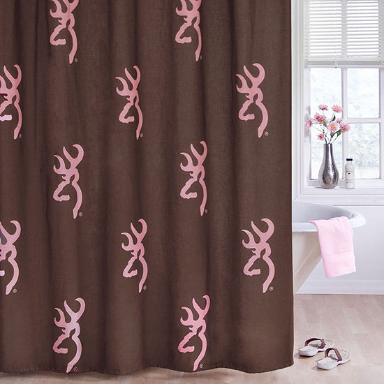 Browning Buckmark Pink Shower Curtain, Pink And Brown Shower Curtain
