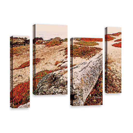 Brushstone Log On Pebble Beach 4 Pc Gallery Wrapped Staggered Canvas Wall Art Color Red Jcpenney