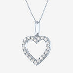 Womens 1/6 CT. T.W. Lab Grown White Diamond 10K White Gold Heart Pendant Necklace
