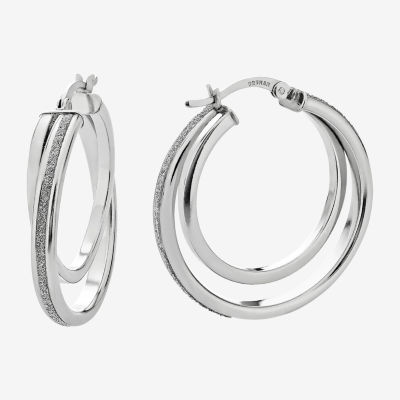 Sterling Silver 30mm Glitter Hoop Earrings - JCPenney