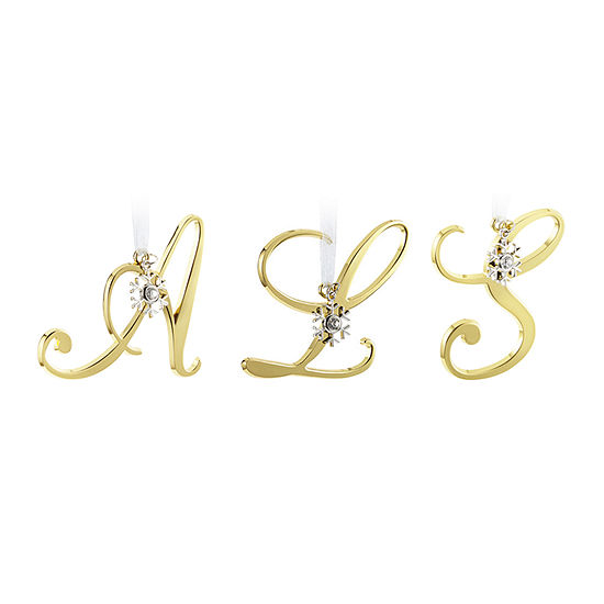 North Pole Trading Co. All That Glitters 3.25" Gold Script Monogram Christmas Ornament Collection