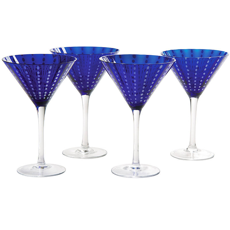Artland Cambria Set Of 4 Martini Glasses, Blue