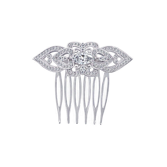 Diamonart Sterling Silver Cubic Zirconia Heart Hair Comb Jcpenney