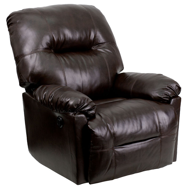 Leather Pad-Arm Recliner, Brown - Chairs + Recliners > Recliners