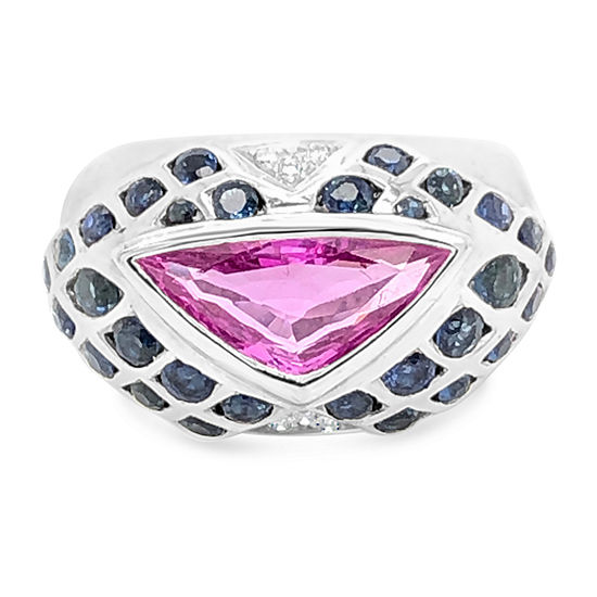 LIMITED QUANTITIES! Le Vian Grand Sample Sale™ Ring featuring Bubble Gum Pink Sapphire™ Blueberry Sapphire™ set in 18K Vanilla Gold®